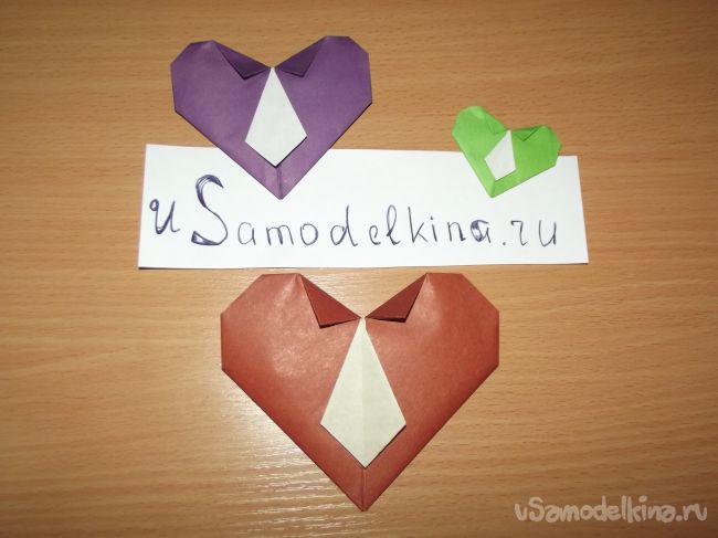 Оригами сердце с галстуком