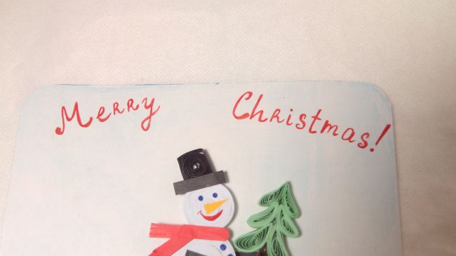 Поздравительная открытка «Счастливый снеговик»