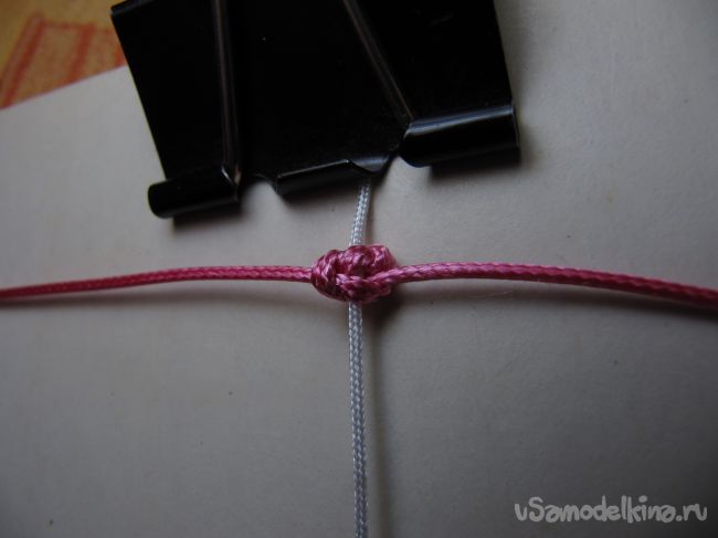Плетеный браслет «Розовый закат»