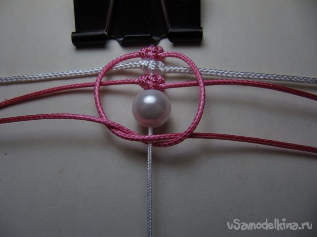 Плетеный браслет «Розовый закат»