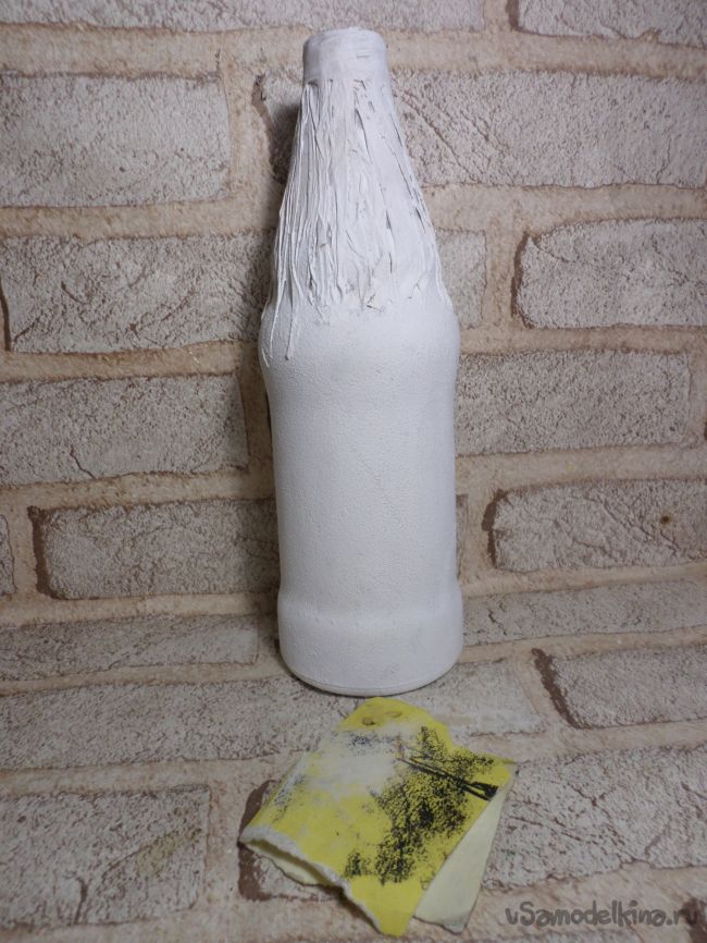 Декор бутылки в авторской технике «Ложный мрамор»